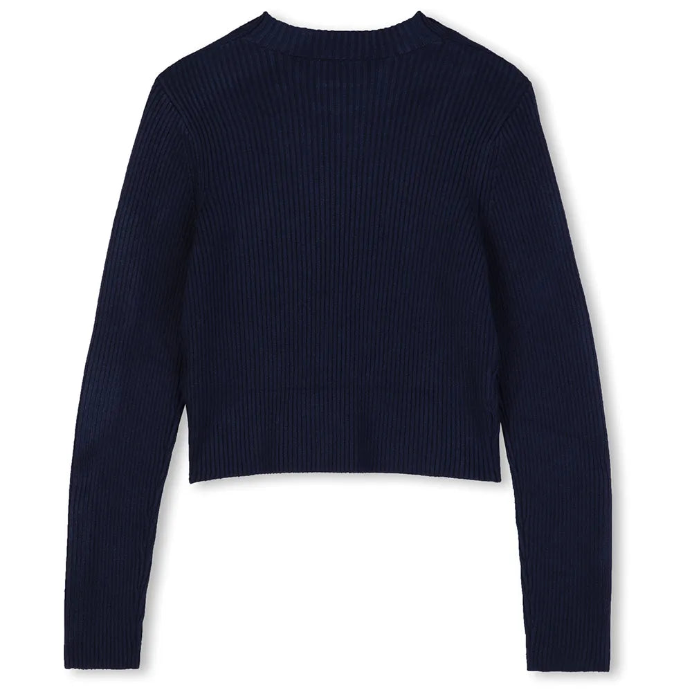 Pull côtelé HUGO fille – Bleu marine