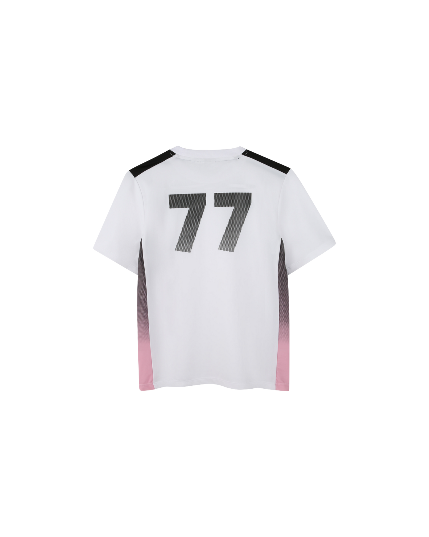 t shirt sport boss enfant blanc noir rose vue arriere numero 77