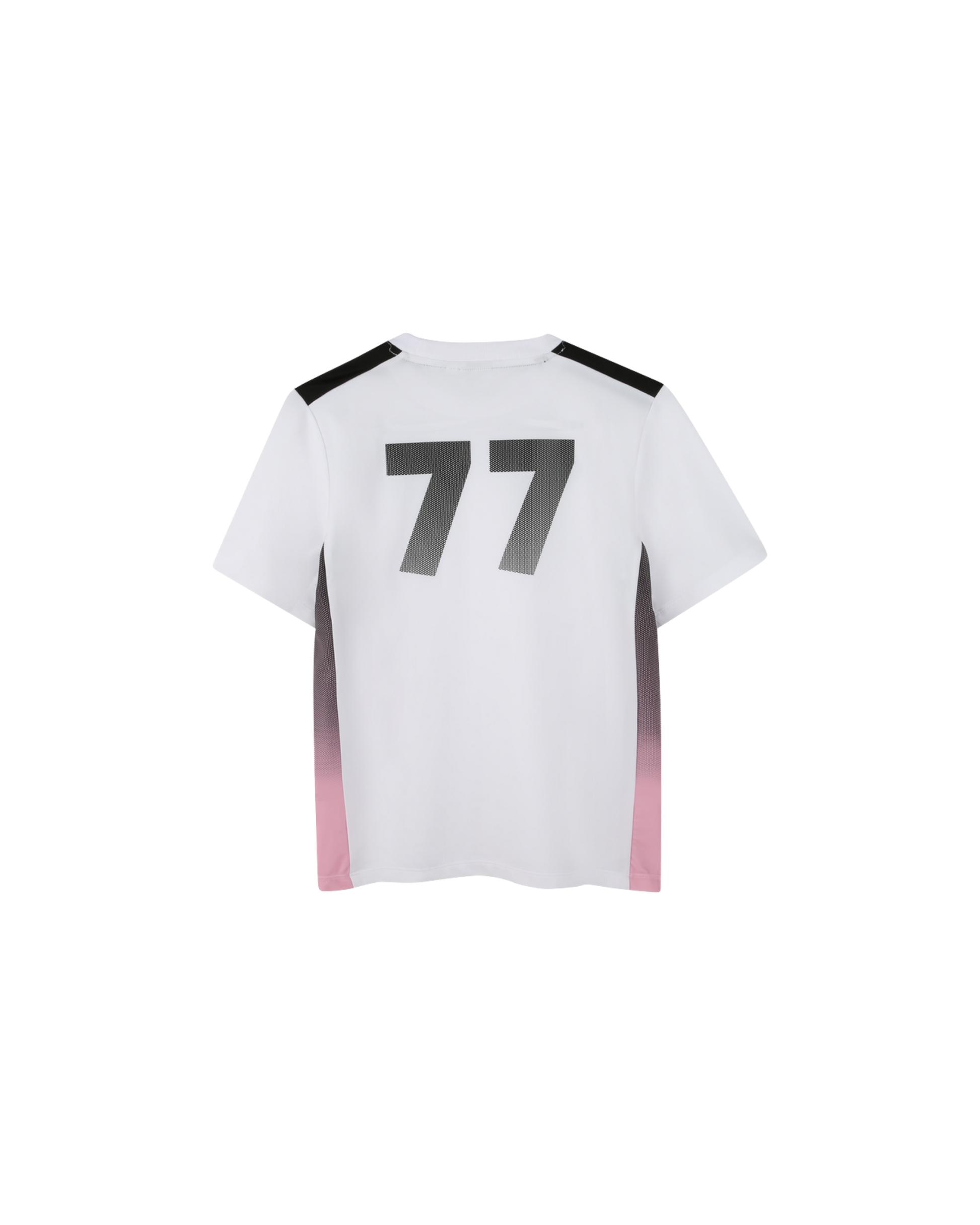 t shirt sport boss enfant blanc noir rose vue arriere numero 77